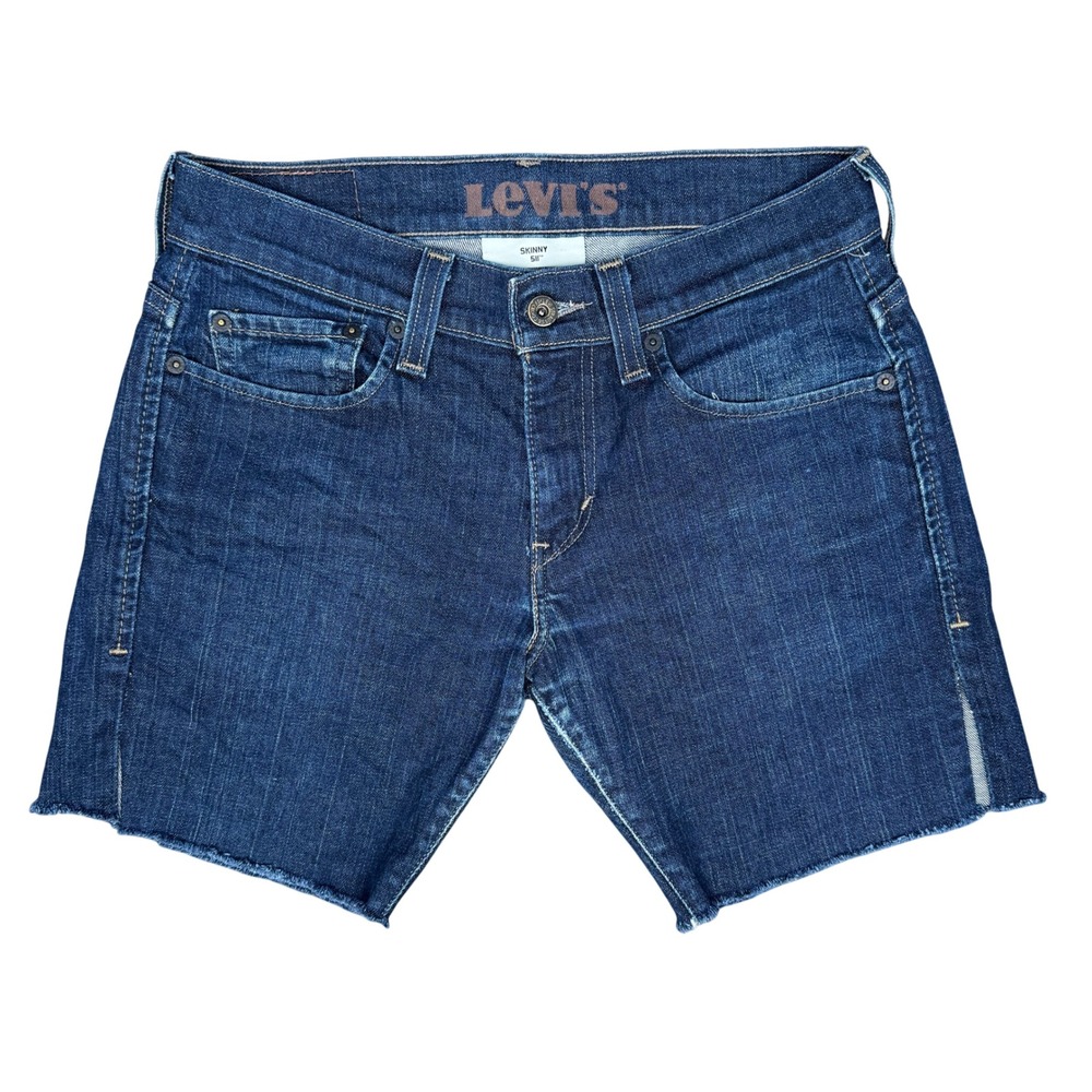 Levi's 511 Shorts 30 x 7 Womens Cutoff Skinny Fit Raw Hem Blue Denim‎ Casual